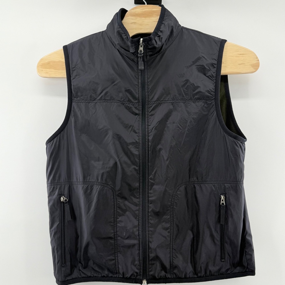 Sonoma Sport Reversible Vest Navy Blue Green Sleeveless Zip Up Medium Y2K 90s
